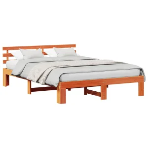 Bedframe Wasbruin 150 x 200 cm Massief grenenhout Bedframe Wasbruin 150 x 200 cm Massief grenenhout