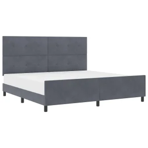 Boxspringbed met hoofdeinde Donkergrijs 200 x 200 cm Fluweel Boxspringbed met hoofdeinde Donkergrijs 200 x 200 cm Fluweel