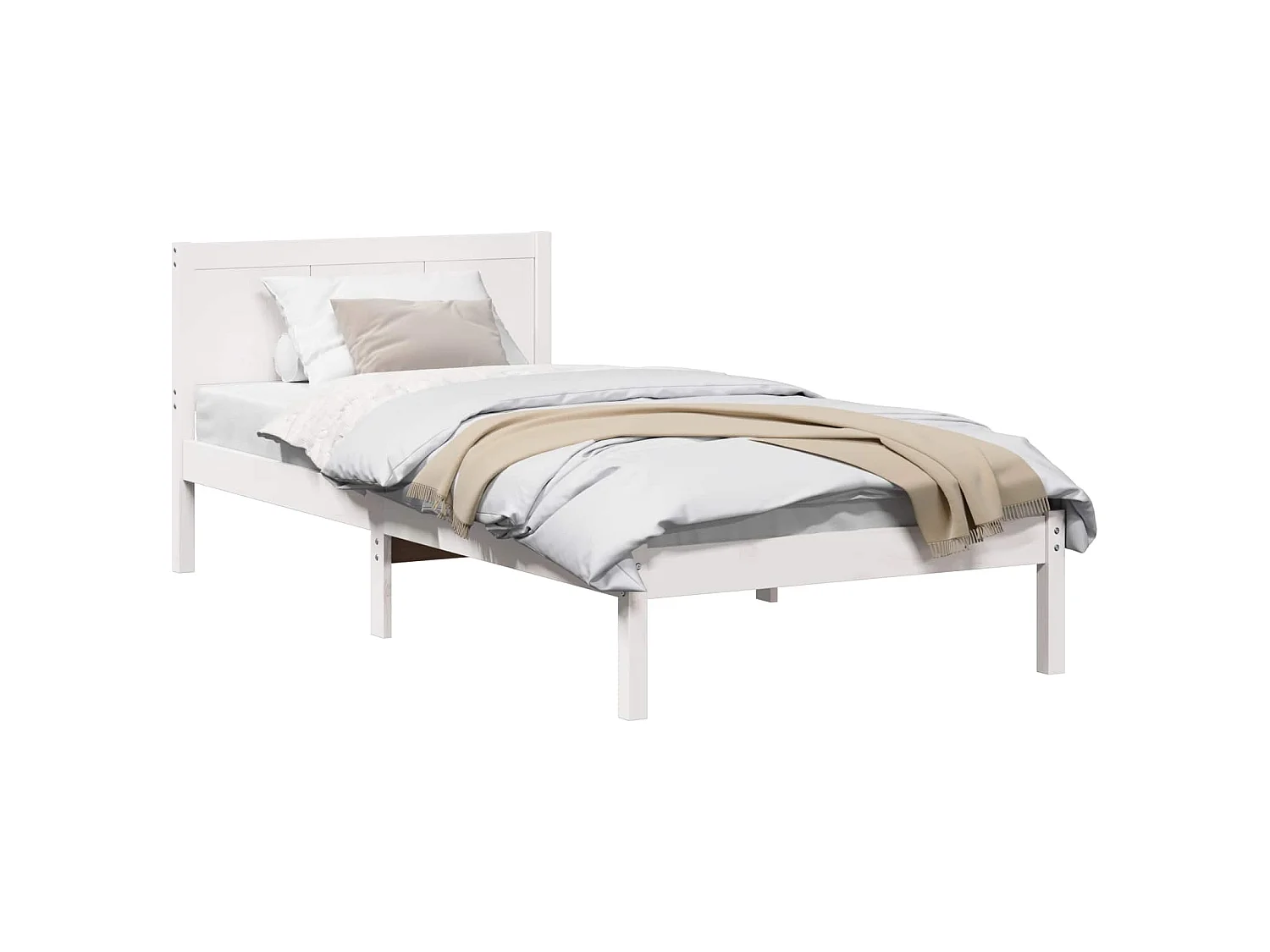 Bedframe Wit 90 x 200 cm Massief grenenhout