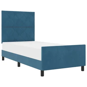 Boxspringbed met hoofdeinde Donkerblauw 90 x 200 cm Fluweel Boxspringbed met hoofdeinde Donkerblauw 90 x 200 cm Fluweel