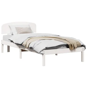Bedframe met hoofdeinde Wit 100 x 200 cm Massief grenenhout Bedframe met hoofdeinde Wit 100 x 200 cm Massief grenenhout