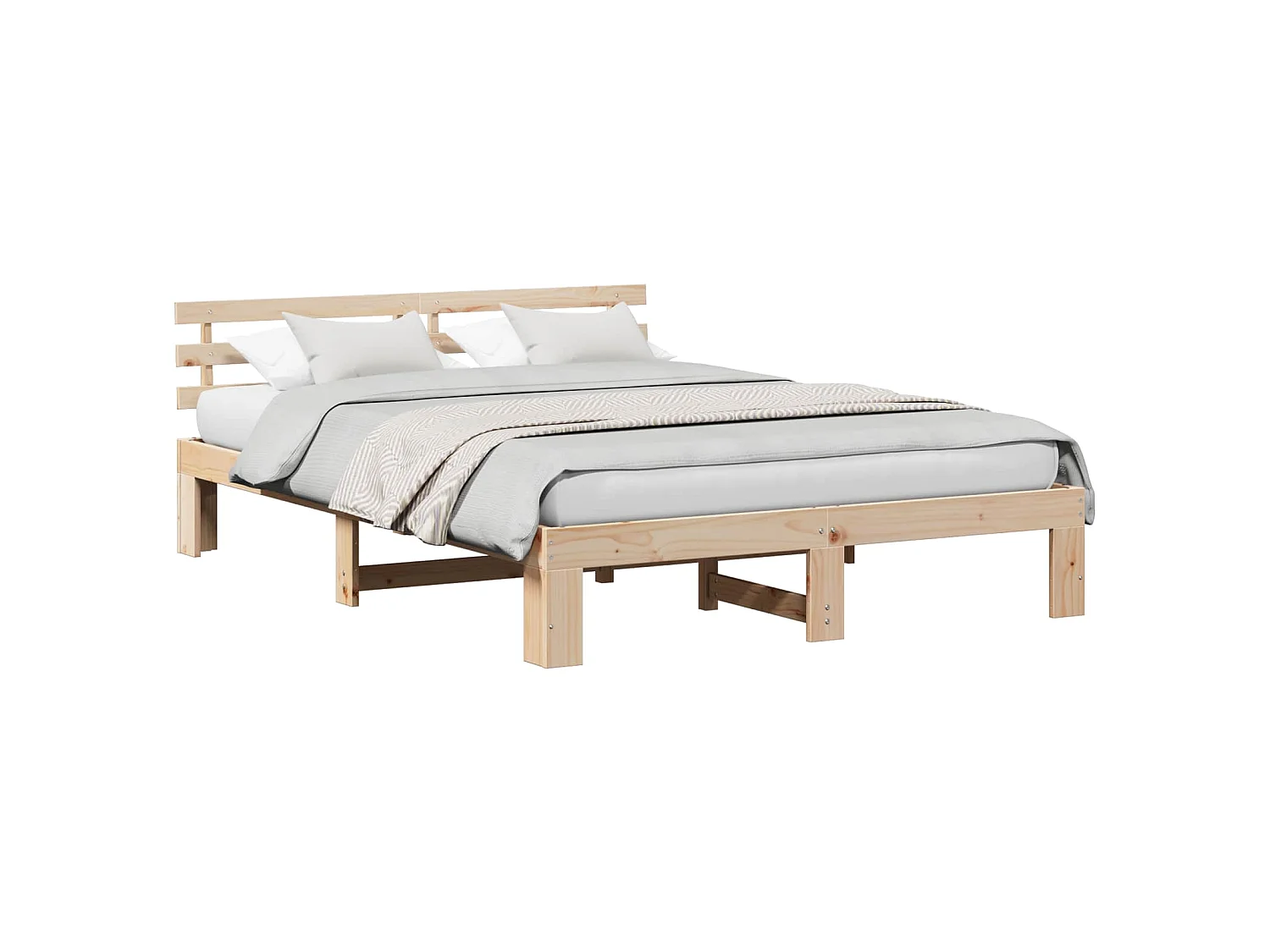 Bedframe met hoofdeinde Naturel 150 x 200 cm Massief grenenhout