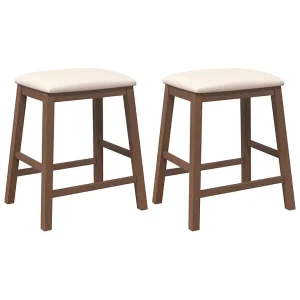 Barstoelen met kussens 2 st massief hout rubber bruin Barstoelen met kussens 2 st massief hout rubber bruin