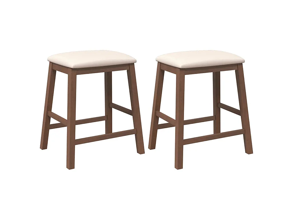 Barstoelen met kussens 2 st massief hout rubber bruin