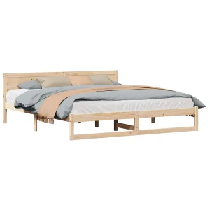 Bedframe met hoofdeinde Naturel 180 x 200 cm Massief grenenhout Bedframe met hoofdeinde Naturel 180 x 200 cm Massief grenenhout