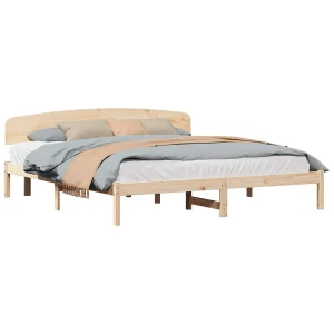 Bedframe met hoofdeinde Naturel 200 x 200 cm Massief grenenhout Bedframe met hoofdeinde Naturel 200 x 200 cm Massief grenenhout