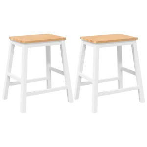 Barstoelen 2 st massief hout wit Barstoelen 2 st massief hout wit