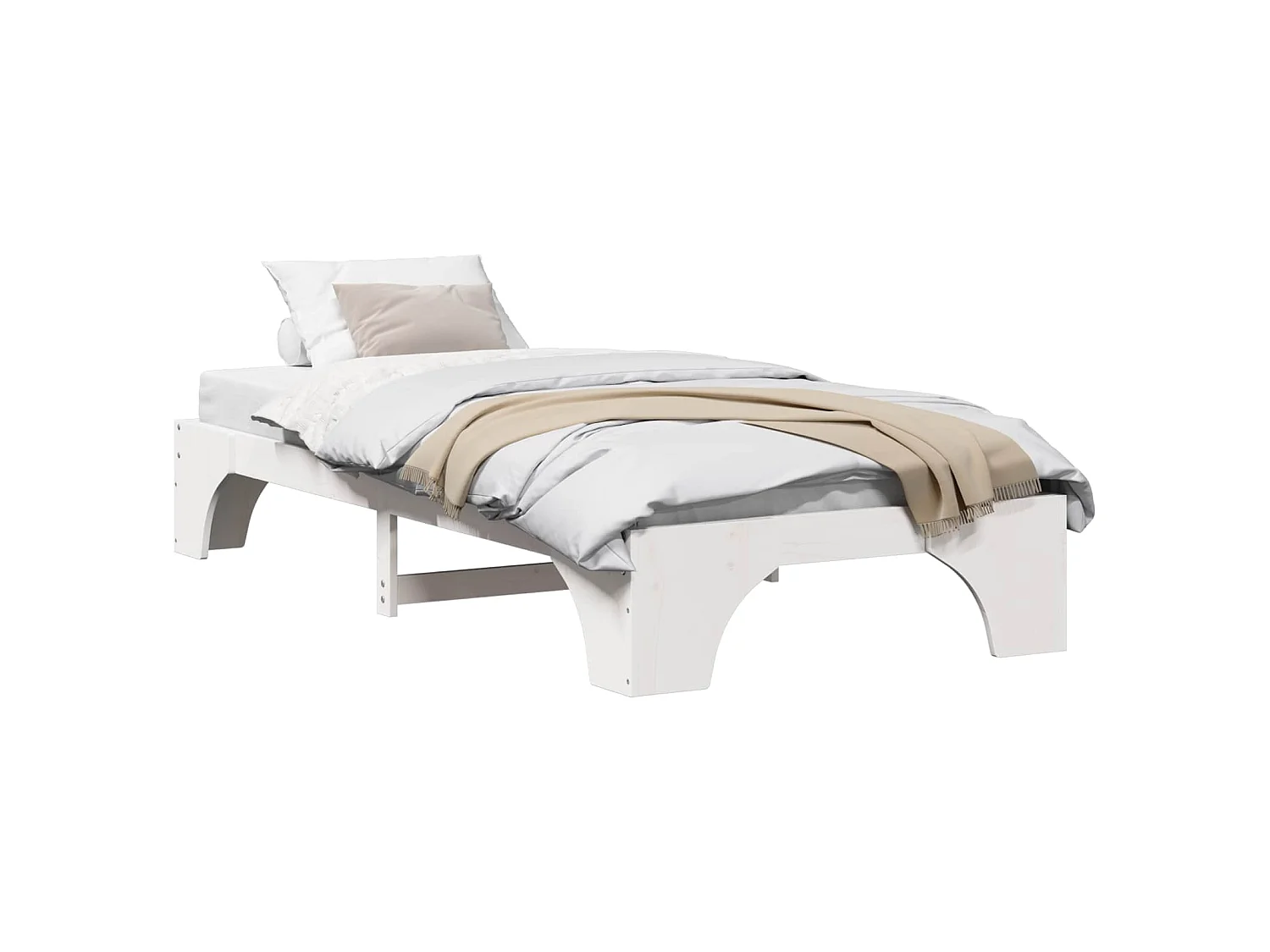 Bedframe Wit 90 x 190 cm Massief grenenhout