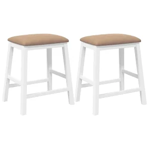 Barstoelen met kussens 2 st massief hout rubber wit Barstoelen met kussens 2 st massief hout rubber wit