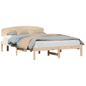 Bedframe met hoofdeinde Naturel 150 x 200 cm Massief grenenhout Bedframe met hoofdeinde Naturel 150 x 200 cm Massief grenenhout