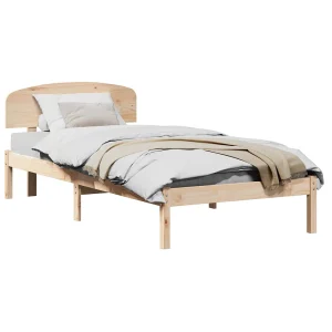 Bedframe met hoofdeinde Naturel 90 x 190 cm Massief grenenhout