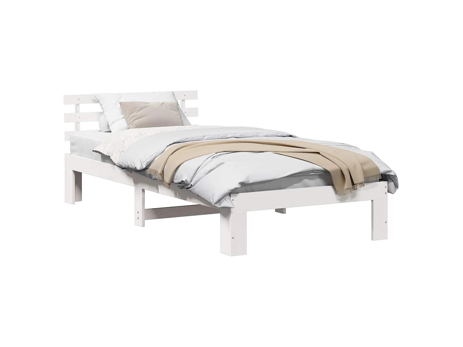 Bedframe met hoofdeinde Wit 80 x 200 cm Massief grenenhout