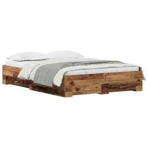 Bedframe met lade met opslag Oud Hout 135 x 190 cm Bewerkt hout