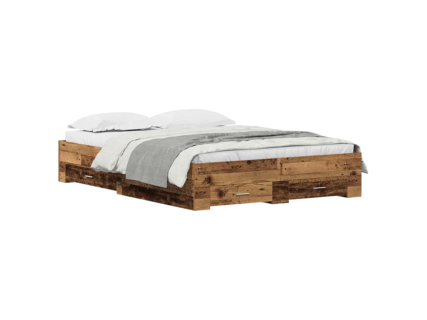 Bedframe met lade met opslag Oud Hout 135 x 190 cm Bewerkt hout