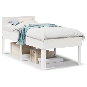 Bedframe zonder matras massief grenenhout wit 90×200 cm Bedframe zonder matras massief grenenhout wit 90×200 cm