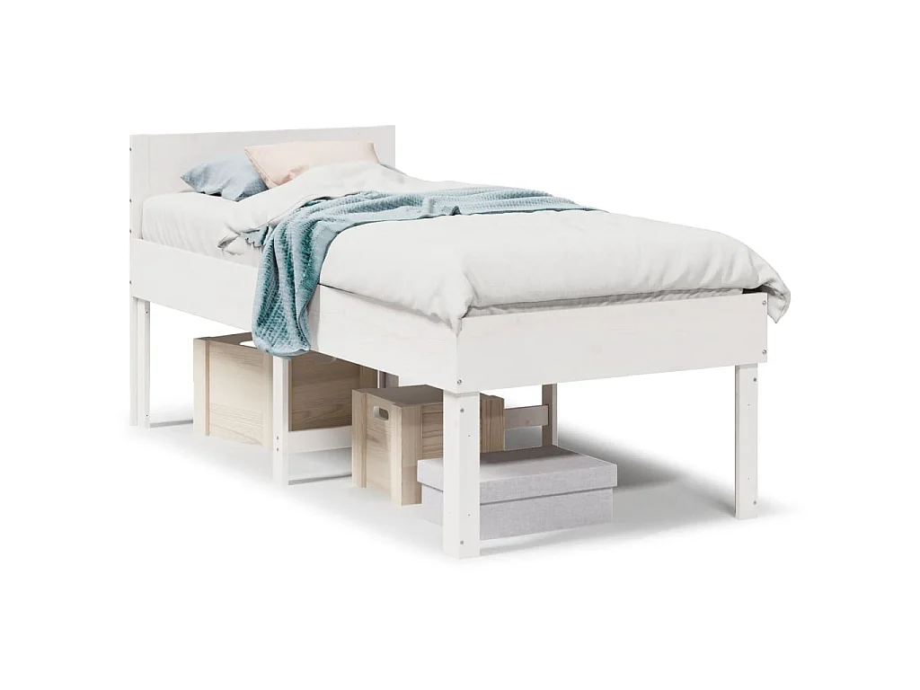 Bedframe zonder matras massief grenenhout wit 90x200 cm