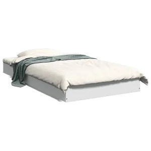 Bedframe bewerkt hout wit 90×190 cm Bedframe bewerkt hout wit 90×190 cm
