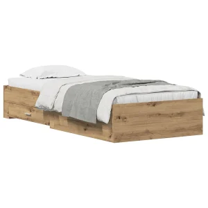 Bedframe met lade Artisan Eiken 100 x 200 cm Bewerkt hout Bedframe met lade Artisan Eiken 100 x 200 cm Bewerkt hout