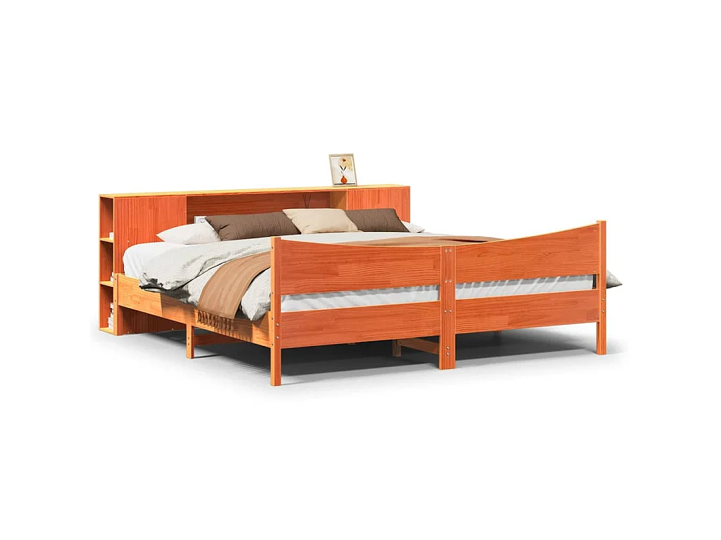 Bedframe zonder matras massief grenenhout wasbruin 180x200 cm