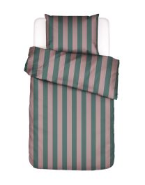 Essenza Minte Stripe Woodrose - Dark teal Dekbedovertrek